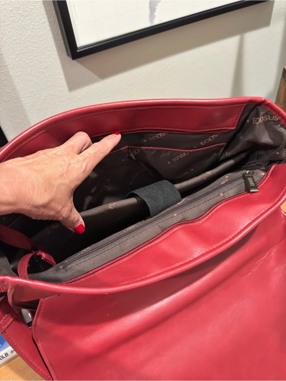 ECOSUSI Vegan Leather Red Bow Briefcase Laptop Study Bag